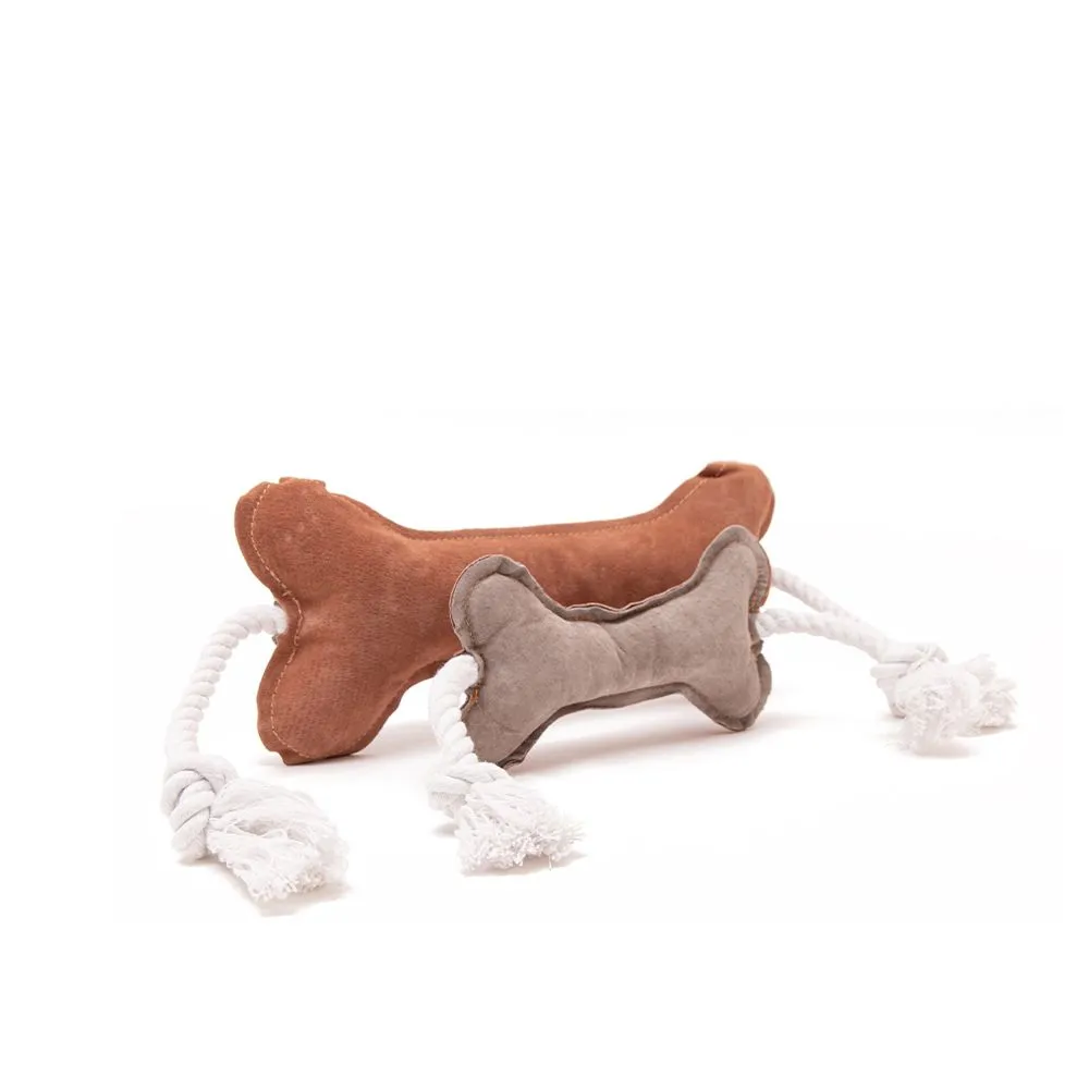 Great&Small Leather Bone With Rope Dog Toy - Image 2