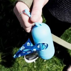 Great&Small Tough Poop Bags Blue Paw Print Dispenser Kit